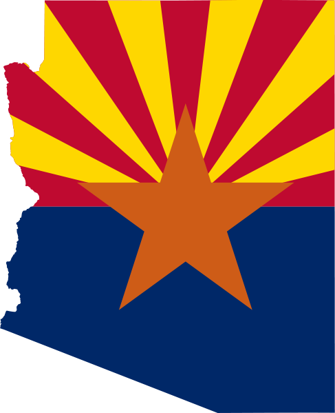 Image of the Arizona state flag added to the map of Arizona