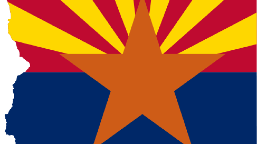 Image of the Arizona state flag added to the map of Arizona